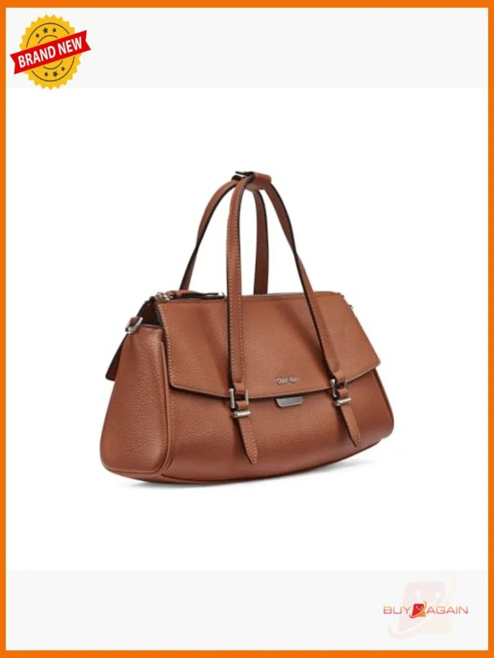 Vegan Leather Satchel with Crossbody Strap, 3 Compartments